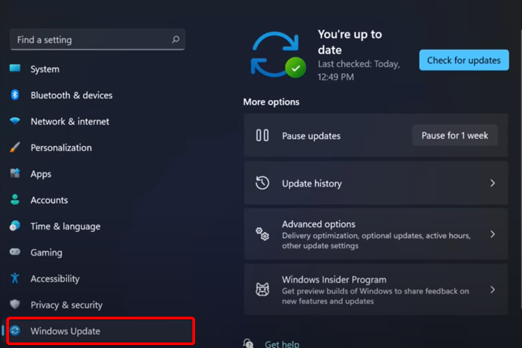 windows 11 check for updates