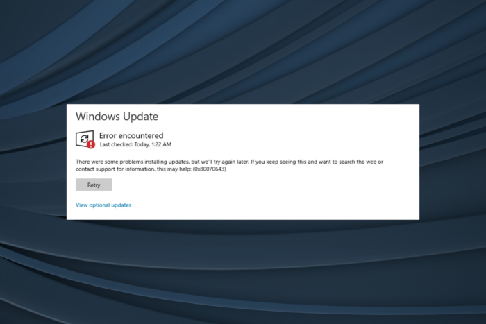 erreur de mise à jour de Windows 10