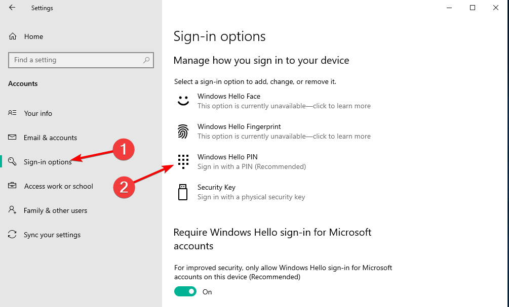 sign-in-hello windows 10 pin not working