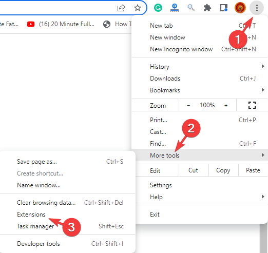 Chrome, más herramientas, extensiones