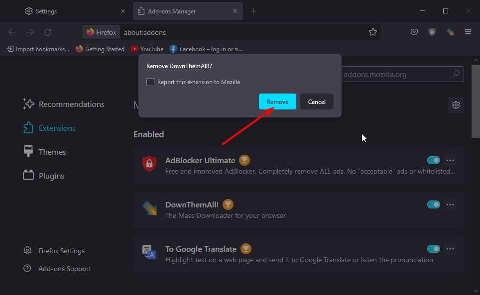 remove google search not working firefox