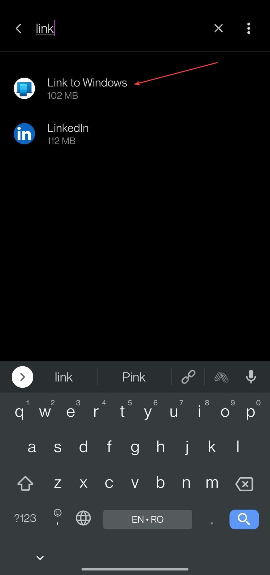 Search for Link to Windows.