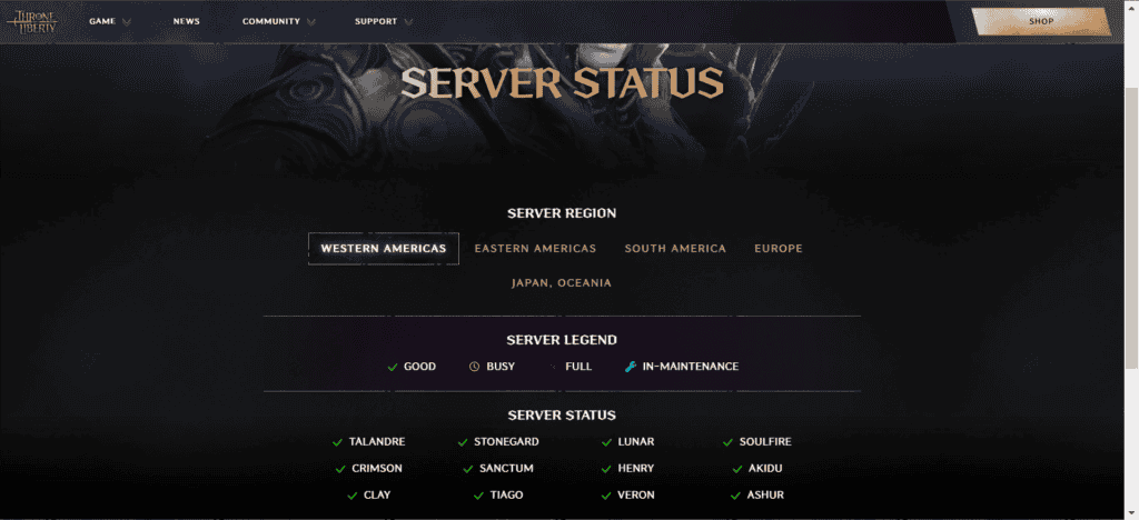 état du serveur