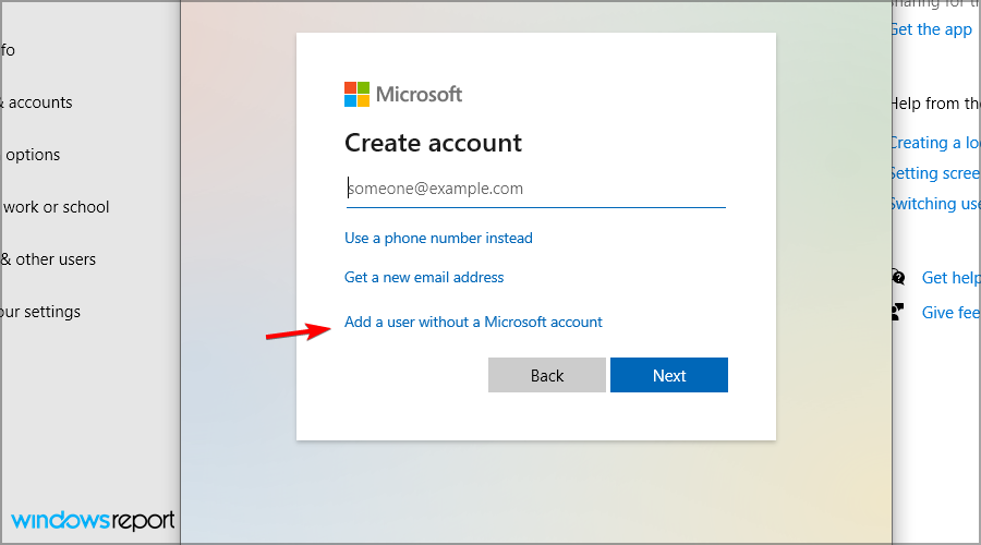 Добавить без Microsoft