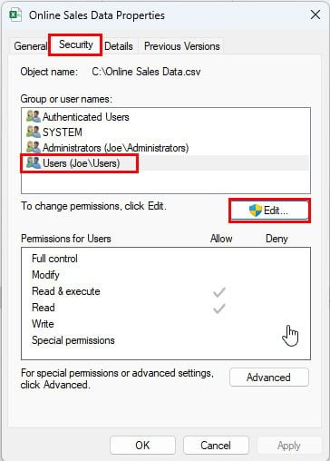 Edit permissions