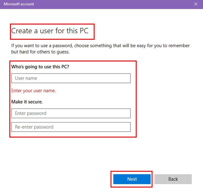 Criar um usuário para este PC