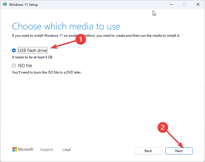 Configurazione USB Windows 11 passaggio 3