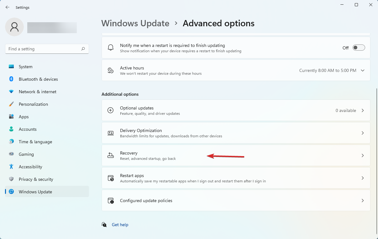 windows update recovery