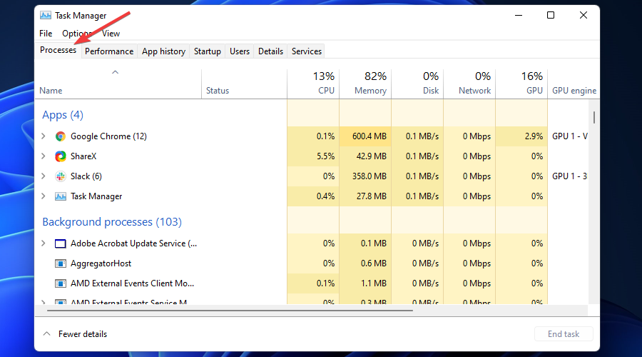 task manager processes