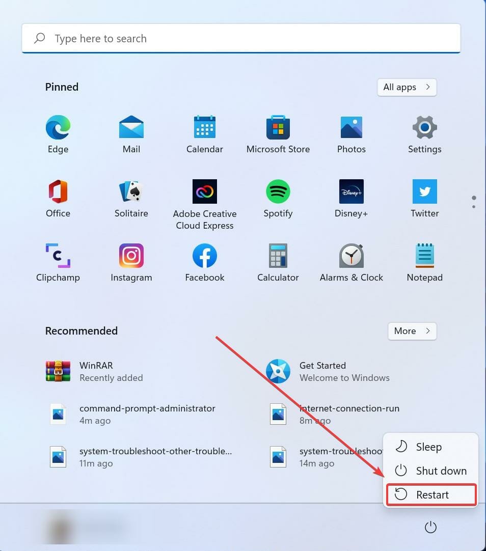 Riavvio del computer