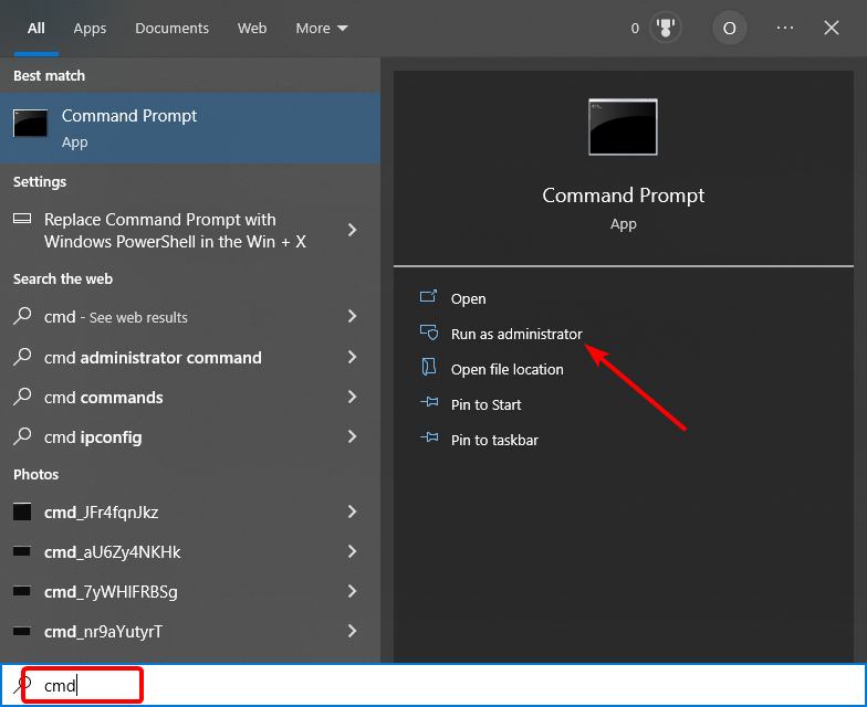 cmd admin descarga de controlador fallida