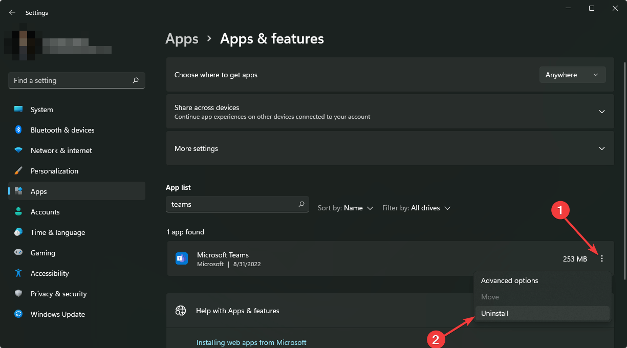 uninstalling microsoft teams