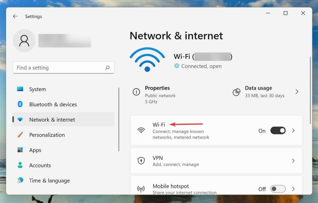 Auf Wi-Fi klicken