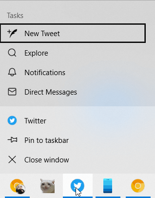 jump list per twitter