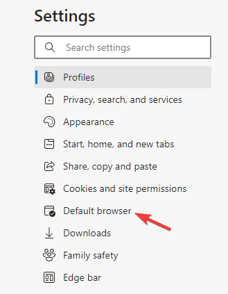 Cliquez sur le navigateur par défaut dans Edge