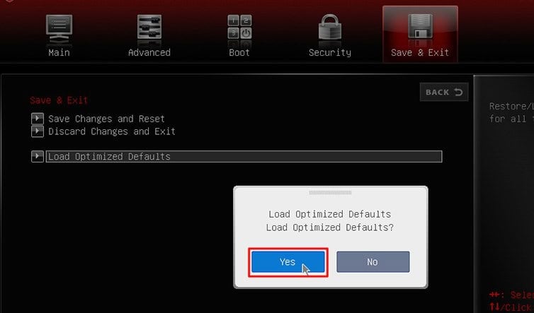 load defaults uefi bios