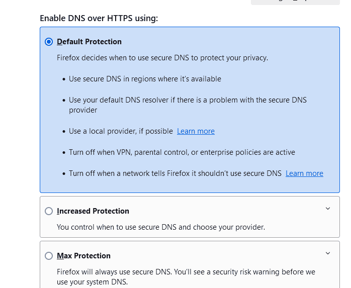 enable dns over https