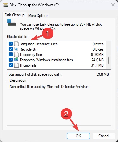 Disk cleanup - Files to delete