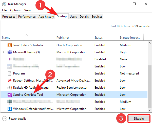 disable onenote startup