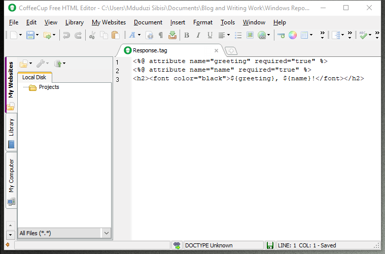 TAG-Datei im CoffeeCup HTML Editor