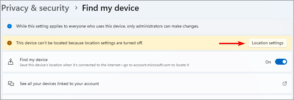 servicio de ubicación apagado de seguridad de windows 11