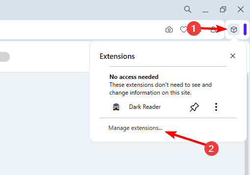 manage extensions opera