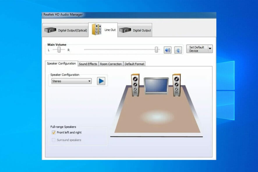 Falta el administrador de audio Realtek HD