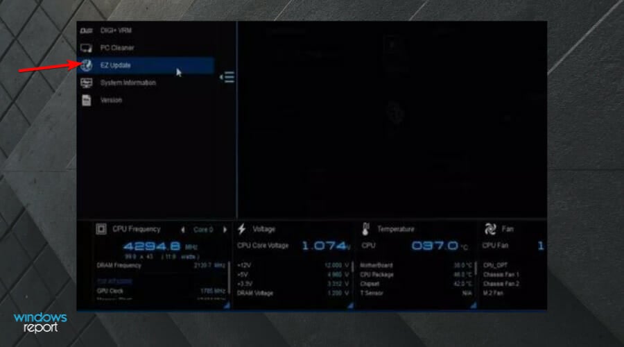 EZ Update- actualizar BIOS Windows 11
