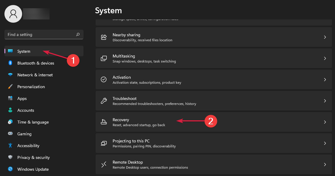 go to system recovery