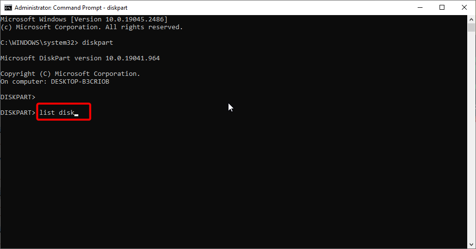 list disk