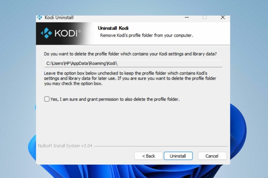 удалить kodi