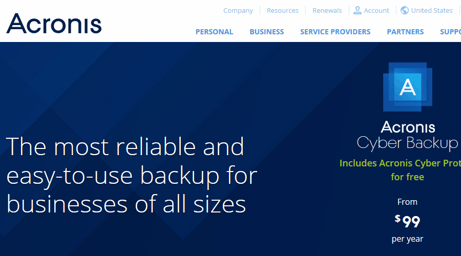 Acronis Cyber Backup synology backup software