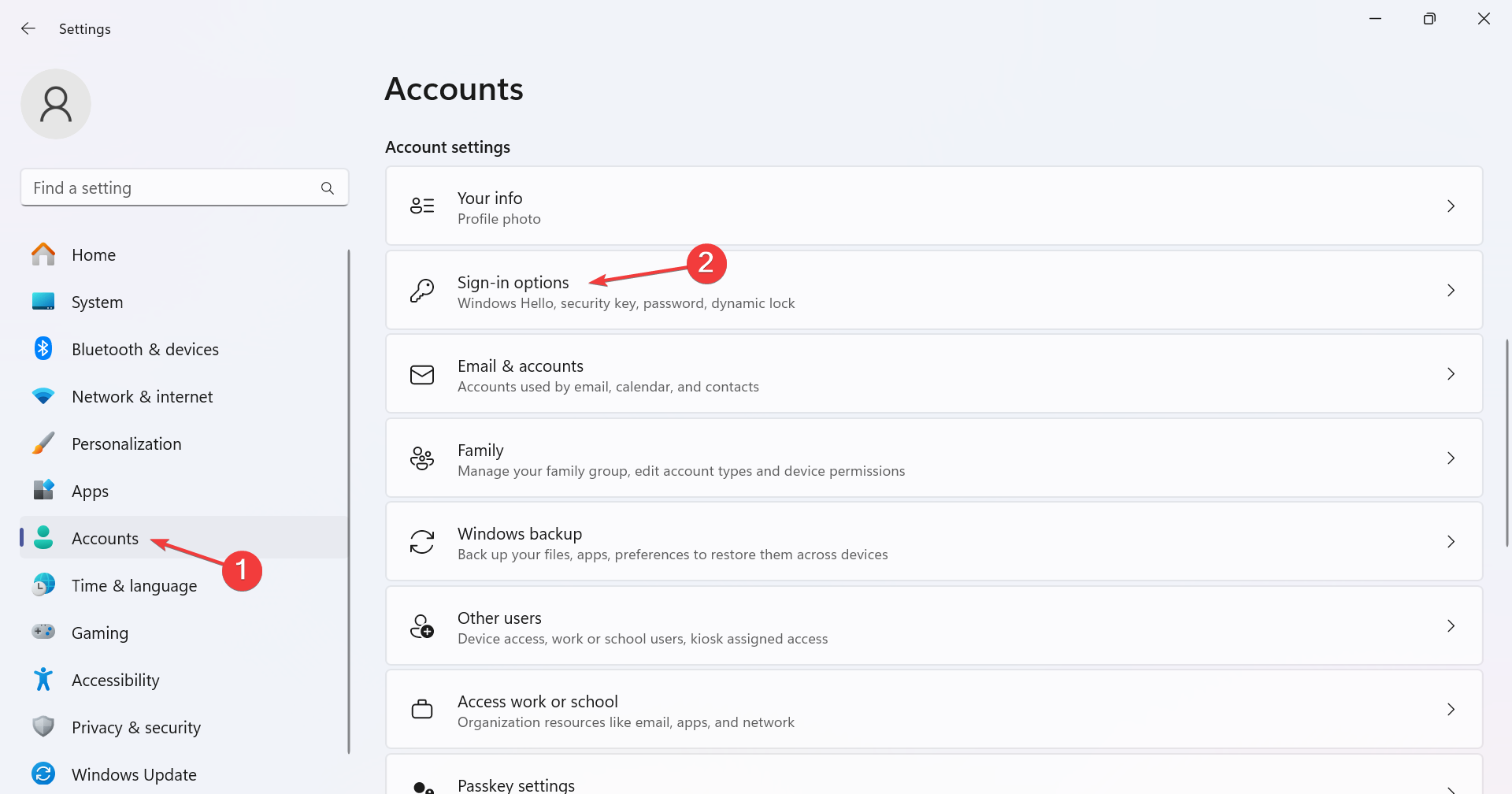 sign-in options