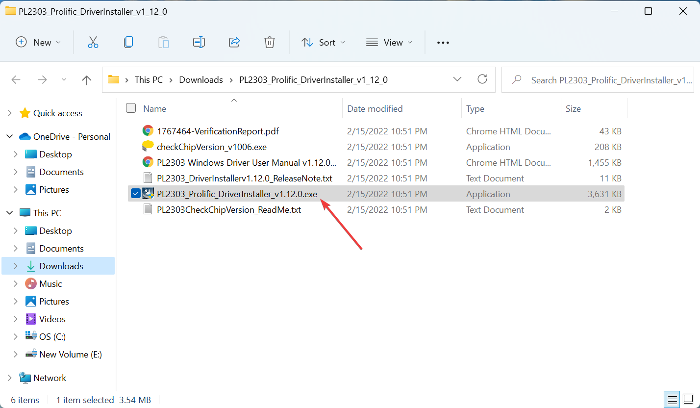 Double-click on setup for pl2303 driver windows 11