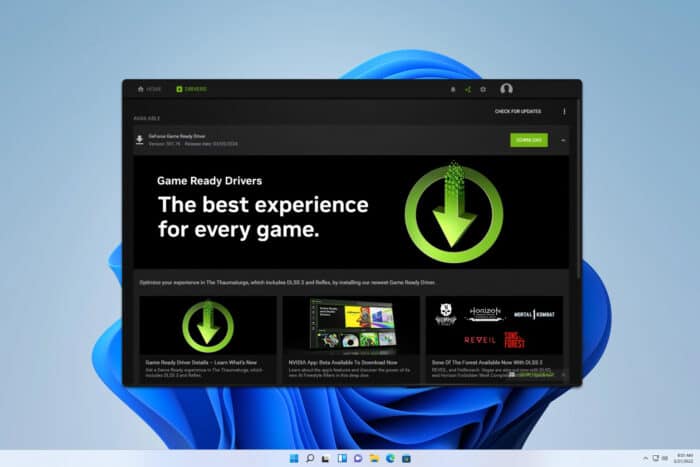 descargas del controlador de geforce experience pero no se instala