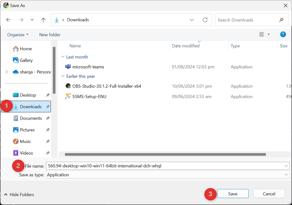 salvando o arquivo do driver nvidia no windows 11