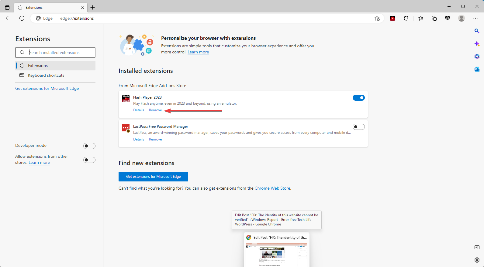 la identidad de este sitio web no se puede verificar