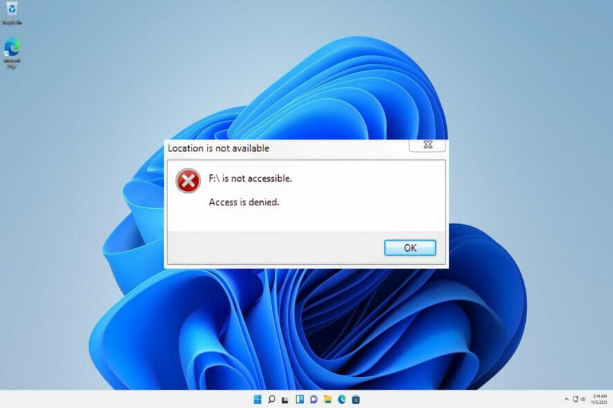 アクセス拒否ウィンドウ Windows 11
