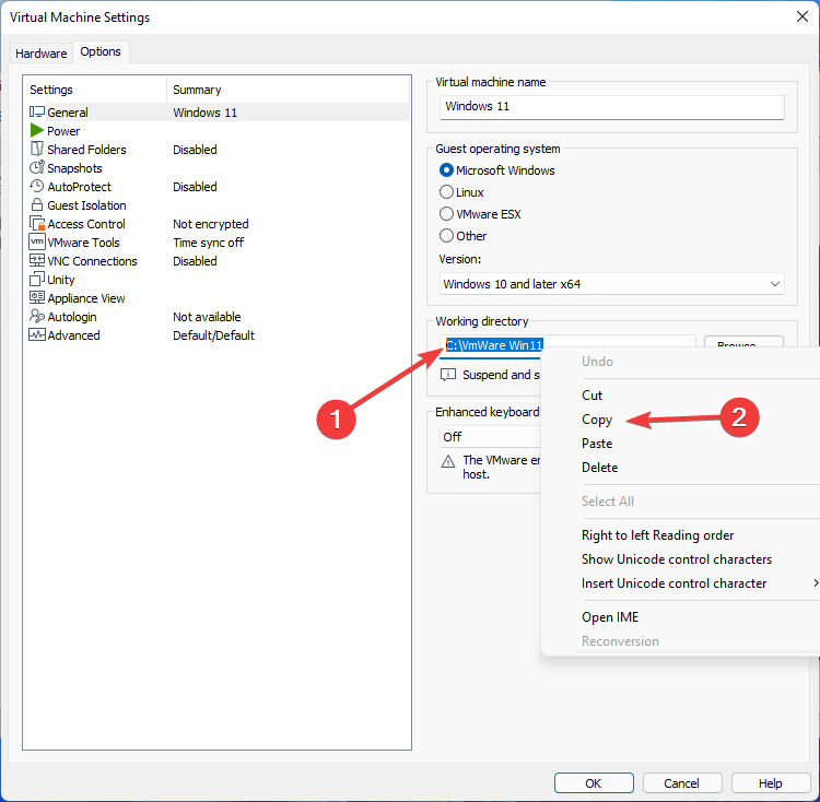 Copying Working directory