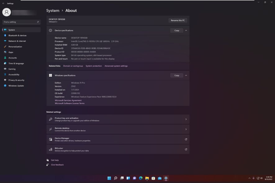 Windows 11에서 기술 사양 확인