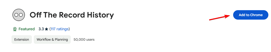 add to chrome off the record history