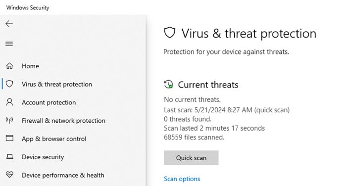 Protección contra virus y amenazas