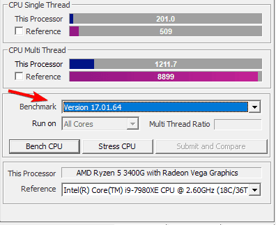 benchmark select cpuz