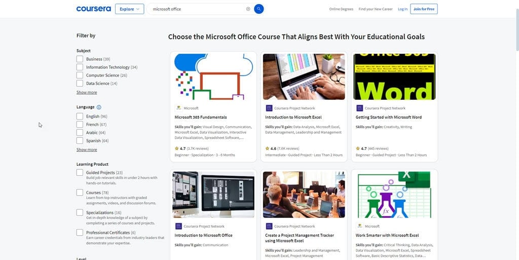 Coursera 필수 Microsoft Office 기술 배우기