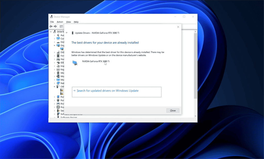 visualizando o driver nvidia atualizado no windows 11