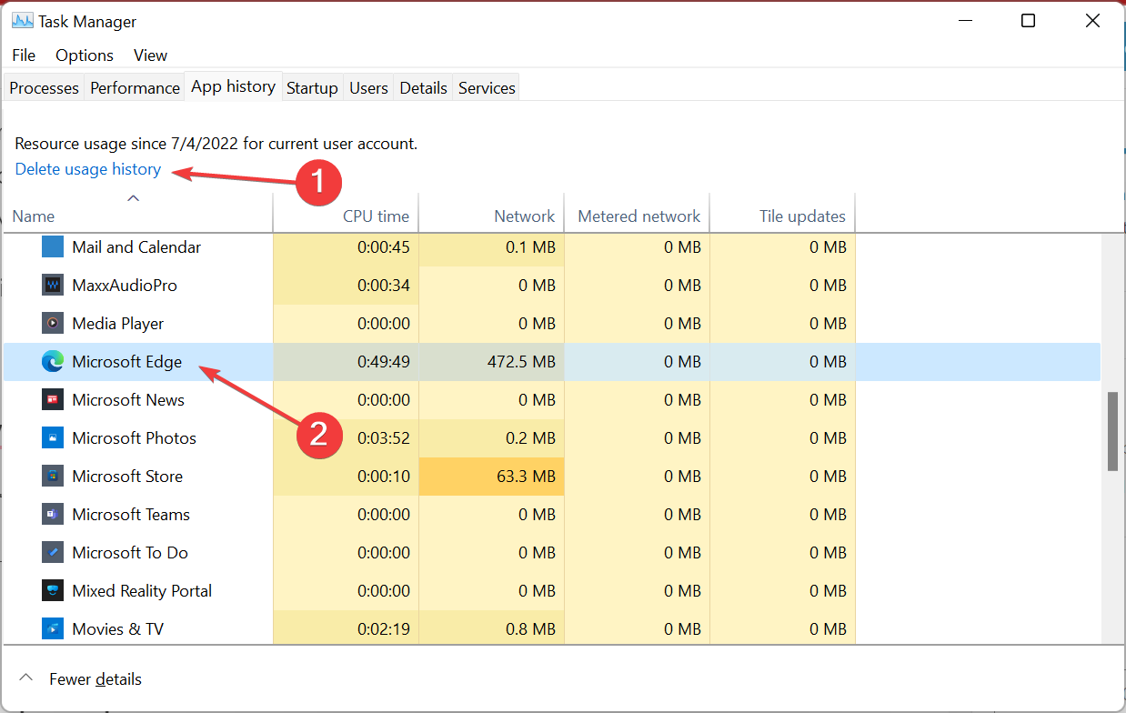 Löschen Sie den Nutzungsverlauf, um den blauen Bildschirm von Microsoft Edge zu beheben