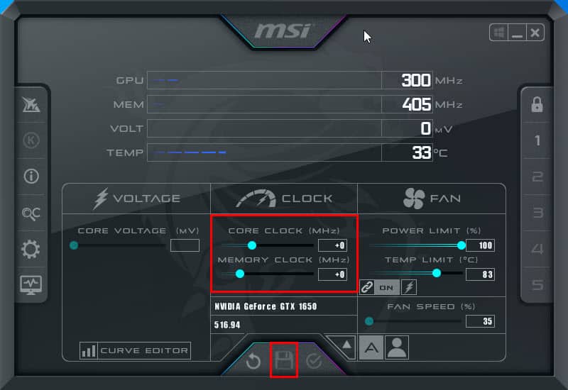 Save msi afterburner