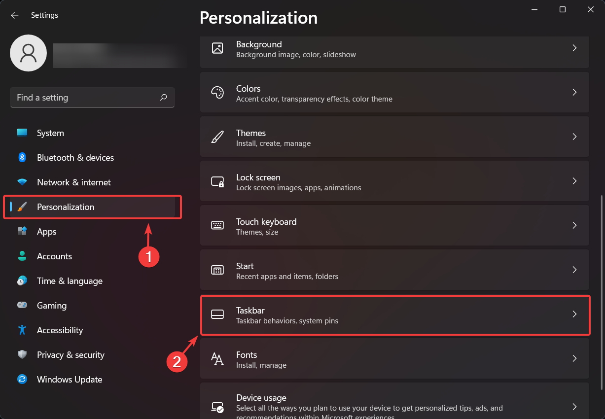 impostazioni barra delle applicazioni Windows 11